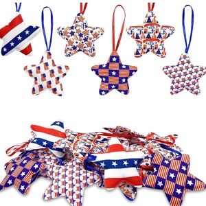 30 Pcs Independence Day Hanging Stars- 3.5 x 6.1 Inch 4th of July Patriotic